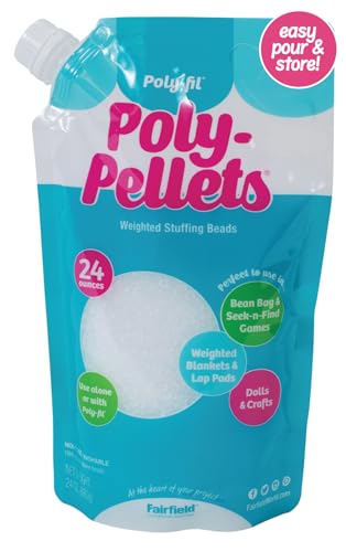 Fairfield Poly-Fil Poly-Pellets, Premium Polyester Weighted Stuffing Beads, Stuffing for Stuffed Animals, Toys, Bean Bags, Weighted Blankets, and More, 24-Ounce Bag