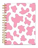 iampanda Spiral Journal Notebook,Cute Strong Twin-Wire Binding with Premium Paper for Girl Women,60 Sheets A5 College Ruled Notebook/Journal,Perfect for School Office Home Gifts,Pink Cow