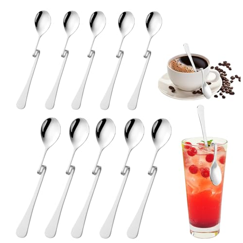 10 Stück KaffeelöffelEdelstahl,Schwer HoniglöffelEdelstahl Mit Knick,Marmeladenlöffel,Honiglöffel Edelstahl,Latte Macchiato Löffel...