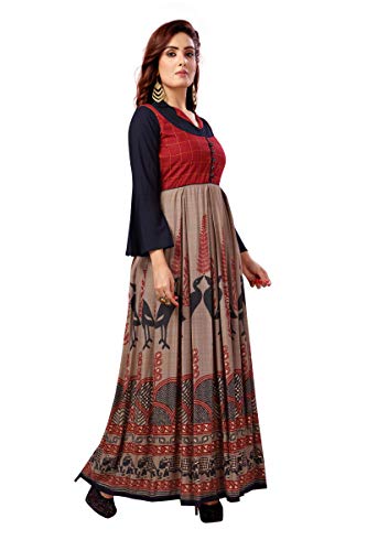 Anarkali Kurti_646 tunique en rayonne avec imprimés graphiques durables - 4