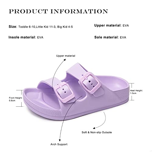 Image of FUNKYMONKEY Kids EVA Slides Waterproof Slip-on Pool Sandals for Boys Girls | Lightweight Plastic Sandals with Adjustable Double Buckle, Boys Girls Comfortable Non-slip Summer Shoes for Beach, Daily Wear