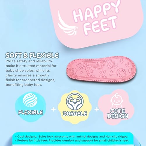Ann G Perforated Baby Shoe Soles with Pure EVA Inner Soles, Soft, Flexible, Nonslip, Comfortable, Crochet Accessories, Babies First Shoes3