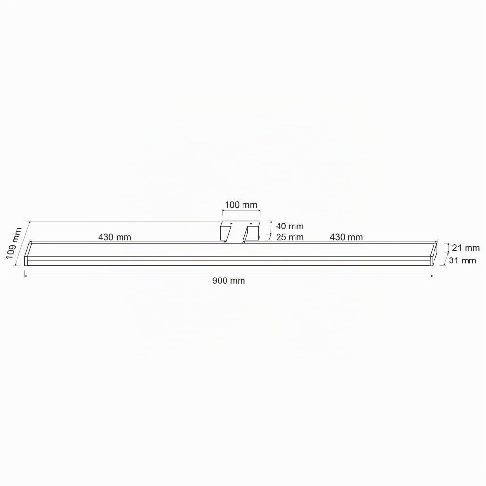 SEBSON® Lampara Espejo Baño LED 90cm, Luz Espejo Montaje en Pared, 15W, 1300lm Blanca Neutra 4000K, IP44-900x109x40mm