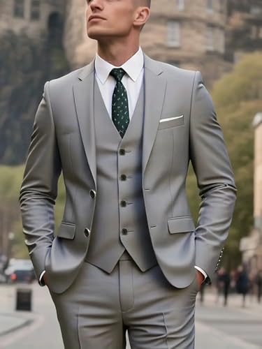 Mens 3 Piece Suit Slim Fit Wedding Suits Business Man Suit Formal Suits for Men Solid Blazer Vest & Pant Set3