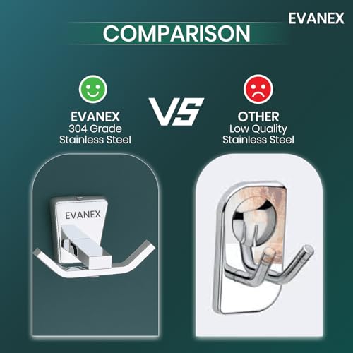 Image of EVANEX Rob Hook, 304 Grade Stainless Steel, Wall Towel Hooks Coat Hook, Chrome Robe Hook, Door Hanger Towel Robe, Clothes Cabinet Closet Sponges Hook for Bathroom & Kitchen (Selvi)