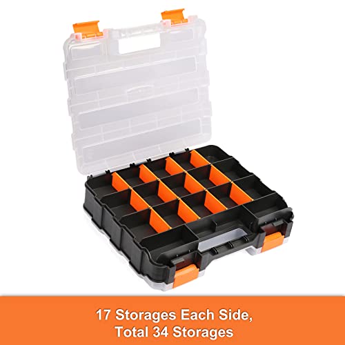 Image of Mayouko Double Side Tools Organizer, Customizable Removable Plastic Dividers, Hardware Box Storage, Excellent for Screws,Nuts,Small Parts, 34-Compartment,2 PCS Set,12.6 inchL x 10.6 inchW x 3.2 inchH