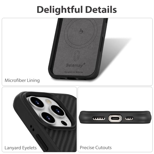 Belemay Shockproof Case for iPhone 16 Pro, Compatible with MagSafe, Lightweight Protective, Military-Grade Drop Protection, 600D Aramid Fiber & Grippy TPU Bumper with Air-Cushioned Corners, Black by Belemay - Used condition - Image 7
