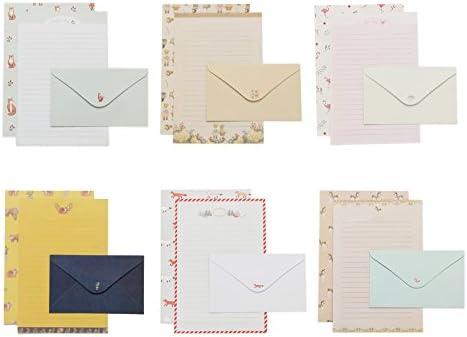 IMagicoo 32 Lovely Cute Writing Stationery Paper Letter Set with 16 Envelope + 1 Sheet Label Seal Sticker (Style-11(8.3x5.8))