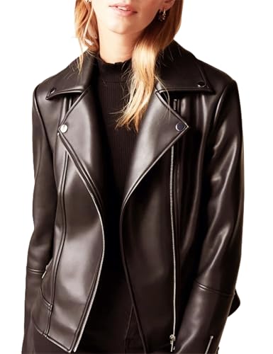 Image of Leather Jacket For Women Biker Black