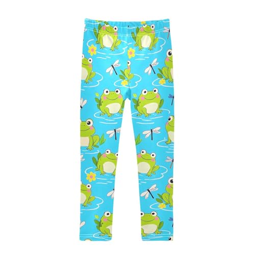 ALAZA Girls' Leggings Children's Yoga Pants Skinny Printed Dance Frog Dragonfly Comfortable 4T