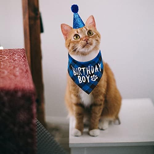 kuou Dog Birthday Bandana, Pets Birthday Party Supplies Cute Boy Dog Birthday Outfit for Cat and Dog Decoration(Blue)