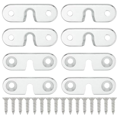 Image of 8PCS Multifunctional Screws Keyhole Hanging Plates Flat Corner Brace Plates Metal Joining Plates Connector Repair Bracket Keyhole Shelf Brackets Single Keyhole Picture Hanger