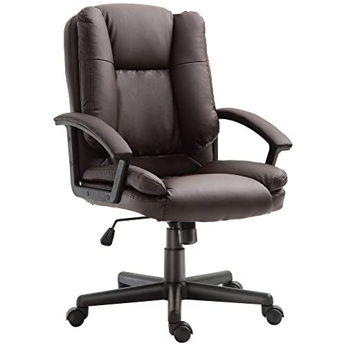 Homcom Silla de Oficina de Piel sintética, giratoria, con Altura Ajustable, para Ordenador, Escritorio (marrón)