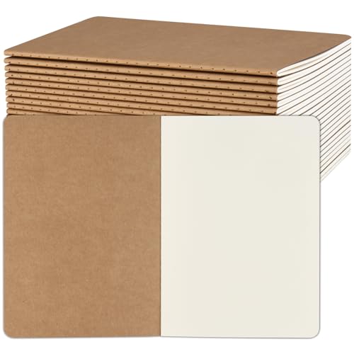 ZCZN Cuaderno A5 de Dibujo Libretas de Notas de Kraft Bloc de Notas A5 para Dibujar, Cuadernos de 30 Hojas en Blancas/60 Páginas para Niños, Adultos, Alumno, Oficina, Paquete de 24