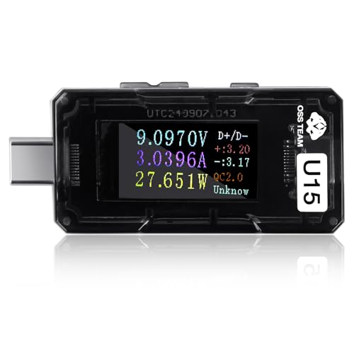 Image of USB C Tester Power Meter, 4-25V 5A Type-C PD Tester Digital Multimeter, Voltage and Current Tester Meter Voltmeter, Power Bank Capacity USB Cable Charger Detector,Compatible with QC2.0 /3.0