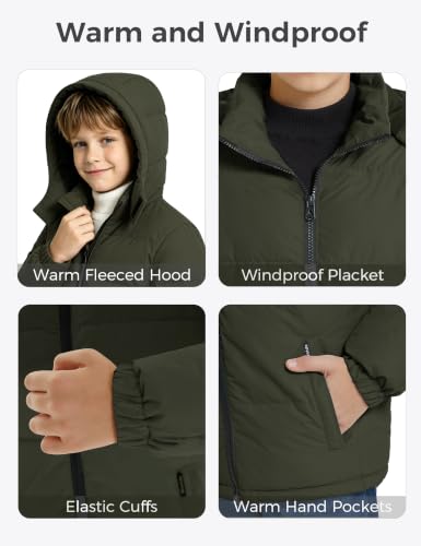 Image of wantdo Boys' Winter Coat Waterproof Puffer Jacket Parka with Removable Hood