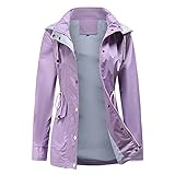 Manteau Femme,Imperméable pour Femme Veste De Pluie Imperméable Respirant Coupe-Vent Manteau Léger pour Parka Fonctionnelle Coupe-Vent pour La Marche et La Randonnée Violet Ta