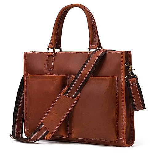 Mens Crossbody Messenger Bags Men's Leather Briefcase Handbag Shoulder Crossbody Bag for Work Business