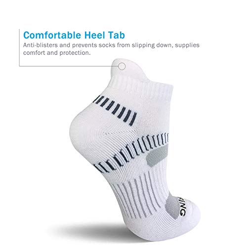 Bering Women's Athletic Cushioned Ankle Running Socks, Size 7-9, White/Grey, 6 Pack #TOP2