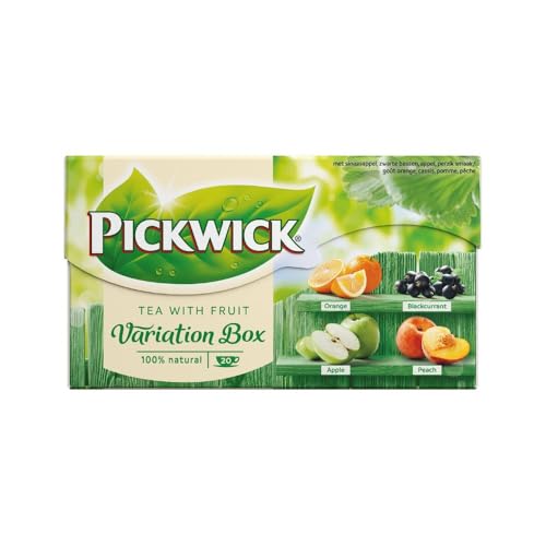 Pickwick Tea mit Fruchtvariationsbox 20 Teebeutel – Orange, Schwarze Johannisbeere, Apfel und Pfirsich