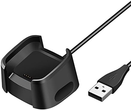 Fitbit Versa Charger 1 Pack, 3.3ft/100cm Replacement Power Charging Cord USB Charging Cable Charger Dock Stand Cradle Adapter Station for New Fitbit Versa Smartwatch, Black
