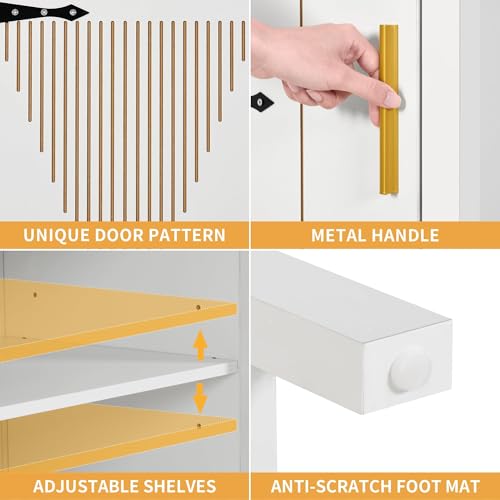 DWVO 72" Tall Narrow Bathroom Storage Cabinet with Doors & Adjustable Shelves, Freestanding Slim Cabinets for Small Spaces, Kitchen Pantry, Living Room, White