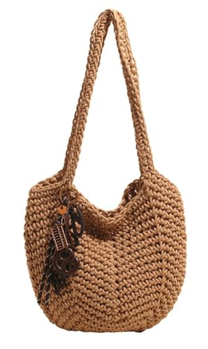 Crochet Tote Bag Women 2025 Large Straw Beach Bag Handmade Woven Shoulder Bags Hobo Tote Handbags Purse for Summer