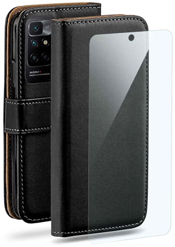 Étui Xiaomi Redmi 10 moex en cuir synthétique noir avec protège-écran