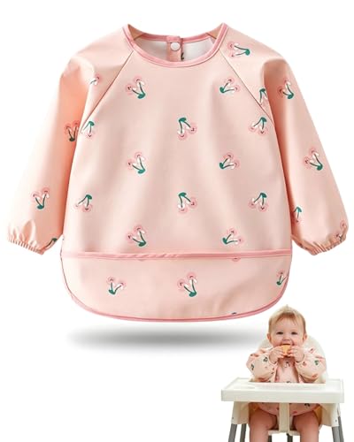 DAFNE Babero de Destete de Manga Larga,Baberos Bebe Impermeables,Babero con Mangas Bebé Manga Larga,Impermeable y Fácil de Limpiar y Lavable a Máquina,Ajuste Ajustable,Unisex,Estilo C(73-85cm)