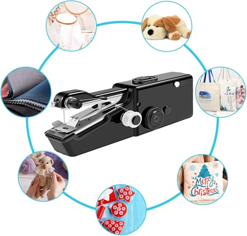 Image of Handheld Sewing Machine, Mini Electric Portable for Travel & DIY | Compact electric handheld for quick clothing & curtain repairs. Ideal starter kit for beginners, home & travel DIY crafts