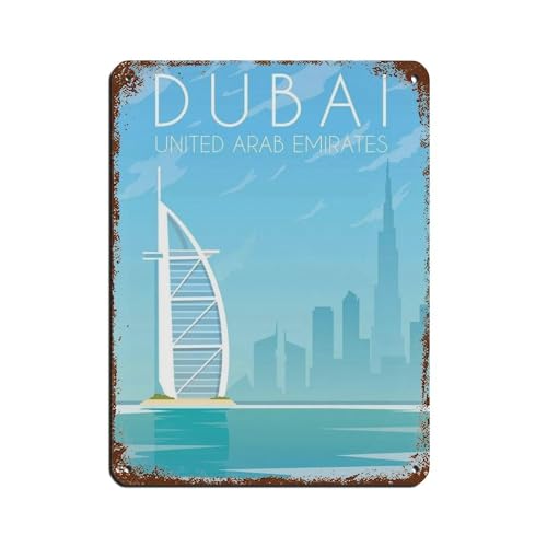 Poster de voyage de Dubaï, affiche des Émirats arabes unis, affiche rétro en métal, décoration murale, 30 x 40 cm