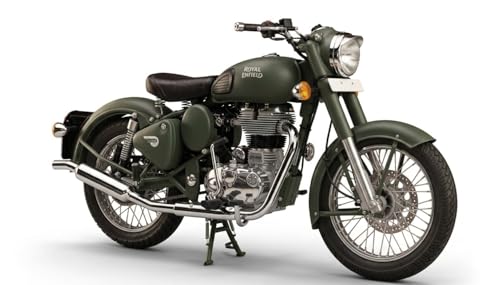 Image of Royal Enfield 1:3 Classic 350 Scale Model Miniature | Authentic True-to-Life Detailing | Premium Metal Tank & ABS Body | Movable Handlebar Steering | Collector's Keepsake Essential | Battle Green