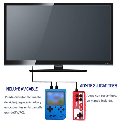 Tanouve-Consola-Retro-Videoconsolas-Consola-de-Juegos-Portatil-con-400-Juegos-Clasicos-Pantalla-LCD-3-Pulgadas-Soporte-Conectar-TV-2-Jugadores-para-Hombres-Amigos-en-Navidad-Azul