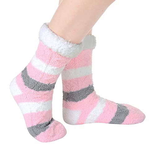 Image of Chassic Sherpa Lined Slipper Socks for Women, Non-Slip Cozy Winter House Socks, Soft Fuzzy Socks, Gifts for Women & Ladies Stocking Stuffers