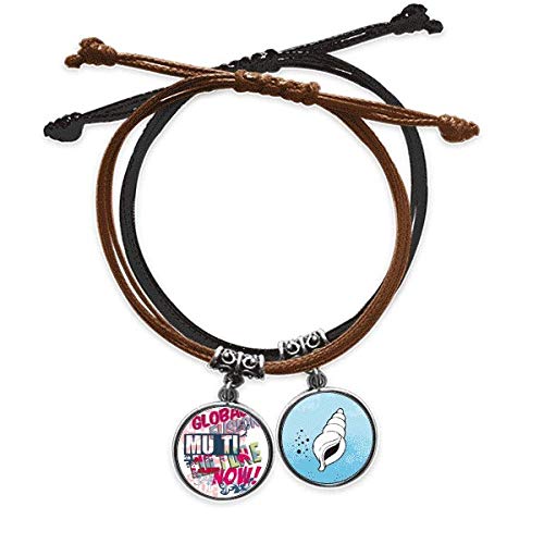 Pulsera cuerda mano cuero trenzado letras graffiti abstracto
