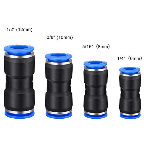 40 Pieces Straight Push Connectors, 6/8 /10/12 Mm Quick Release Pneumatic Connectors Air Line Fittings For 1/4 5/16 3/8 1/2 Tube (2 Way) #TOP1