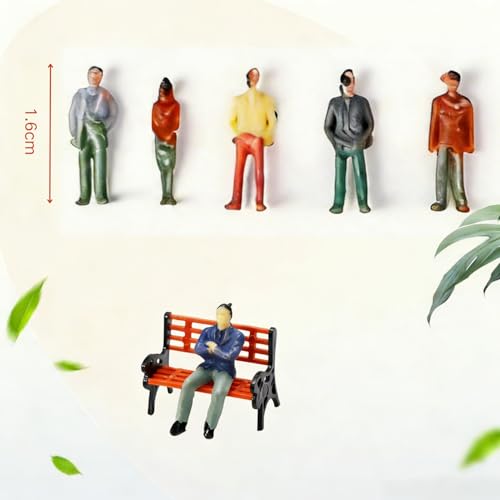VICDUEKG 100 Stück Mini Modelleisenbahn Figuren Verschieden Stehende und Sitzende Personen Verschiedene Posen Bemalte Miniaturleute Spur H0 Modell Figuren 1:100