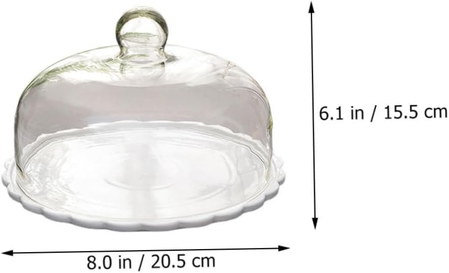 1Set Glass Food Cover with Bread Plate Elegant Dessert Cake Dome for Snacks Pastries Easy to Clean for Parties Wine Tasting