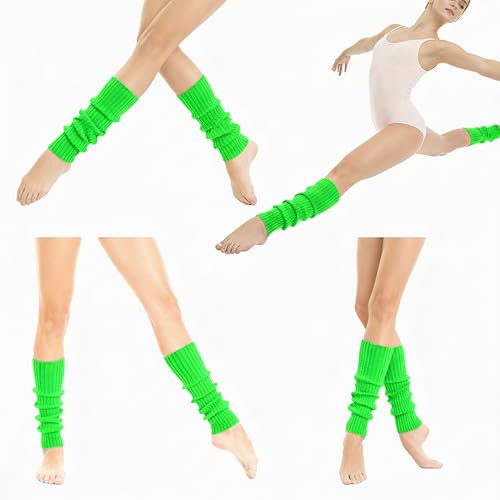 Image of v28 Women Warm Leg Warmers 80s Retro Party Costume Knit Ballet Neon Long Socks