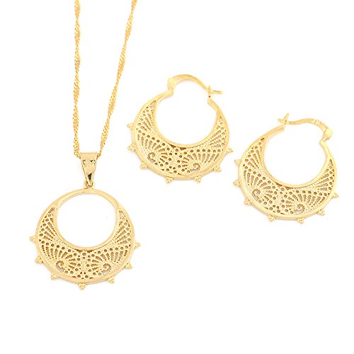 Small Size Ethiopian Set Jewelry Necklace Earrings Eritrea Habesha Set for Girl African Bridal Sets