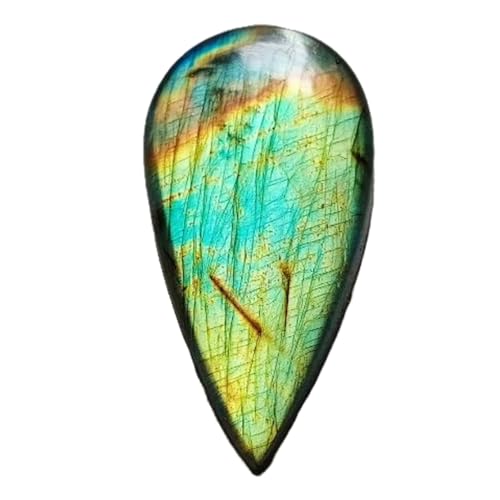 Cabochon Labradorite jaune naturelle poire 44x22x7mm pour création de bijoux bague pendentif