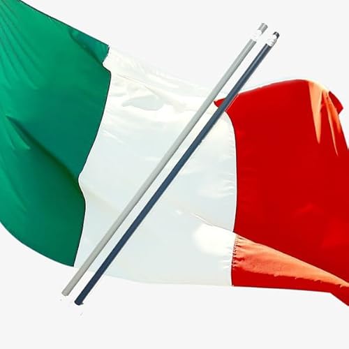 PIRO89 - Asta per bandiera in plastica - con bandiera Italia 150 x 90 cm