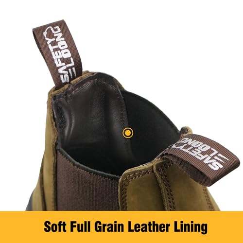 Image of Slip on Work Boots for Men Women Soft Toe Chelsea | Comfortable Leather Abrasion, Slip Resistant Sole, Easy to Slip On and Off, Water Resistant, Lightweight, Unisex Shoes