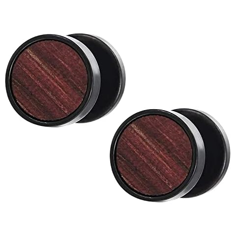 Aretes de Madera con Enchufe Falso de Acero Inoxidable Cover