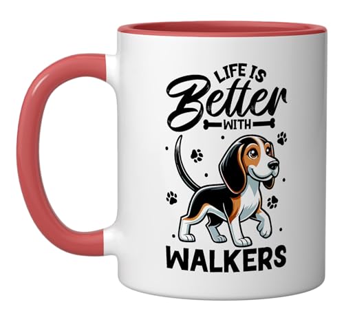 Best life with Treeing Walker Coonhound Ceramic Mug, Red/White by Treeing Walker Coonhound Designs - Used condition - US$13.99