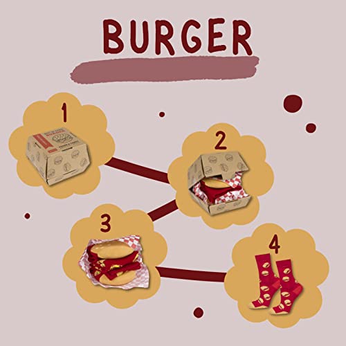 Soxo Fast Food Calzini Donna Divertenti Idee Regalo Uomo Regali Amica Calze Uomo Cotone 40-45 Hamburger 1 Paia - 4