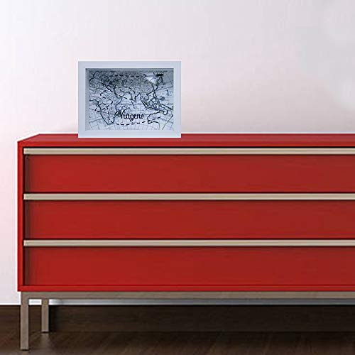 Quadro Cofre De Mesa Mapa Branco 15x20x4cm Kapos Branca 15x20x4