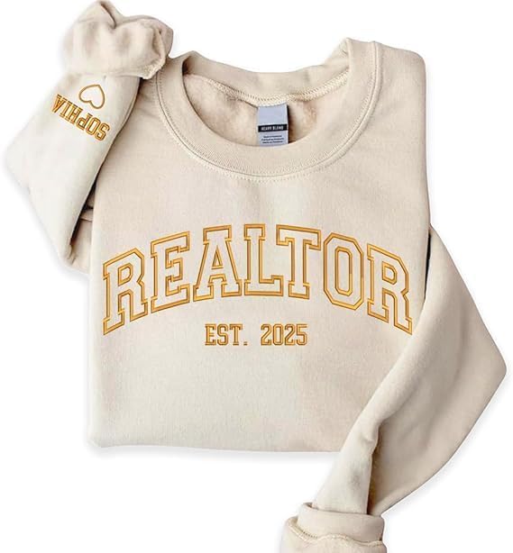 Chillever Personalized Embroidered Realtor Sweatshirt, Custom Name on Sleeve with Heart, Personalized Gift for Realtor, Student Graduation Gifts, Sweater for Women Crewneck, Gift Birthday for Her Him - Image 6