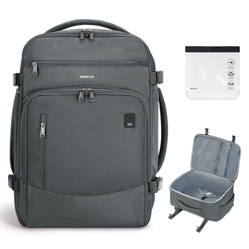 Image of ECOHUB Travel Backpack Airline Approved Under Seat Personal Item Bag | Carry on Backpack Water Resistant Fit 15.6 inch Laptop AirTag Pocket, Lightweight Casual Daypack for Women Men with USB Port