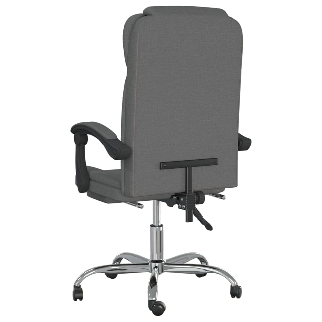 Silla de oficina con función reclinable, tela gris oscuro, respaldo y reposapiés ajustables, giratoria 360°, silla de escritorio transpirable con ruedas para ergonomía